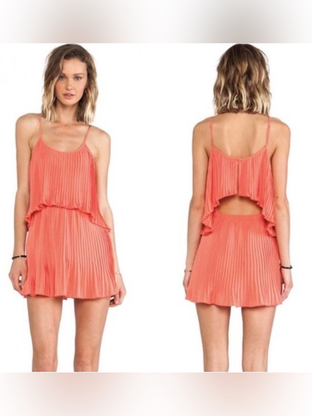 NWT Superdown Coral Pleated Mini Dress